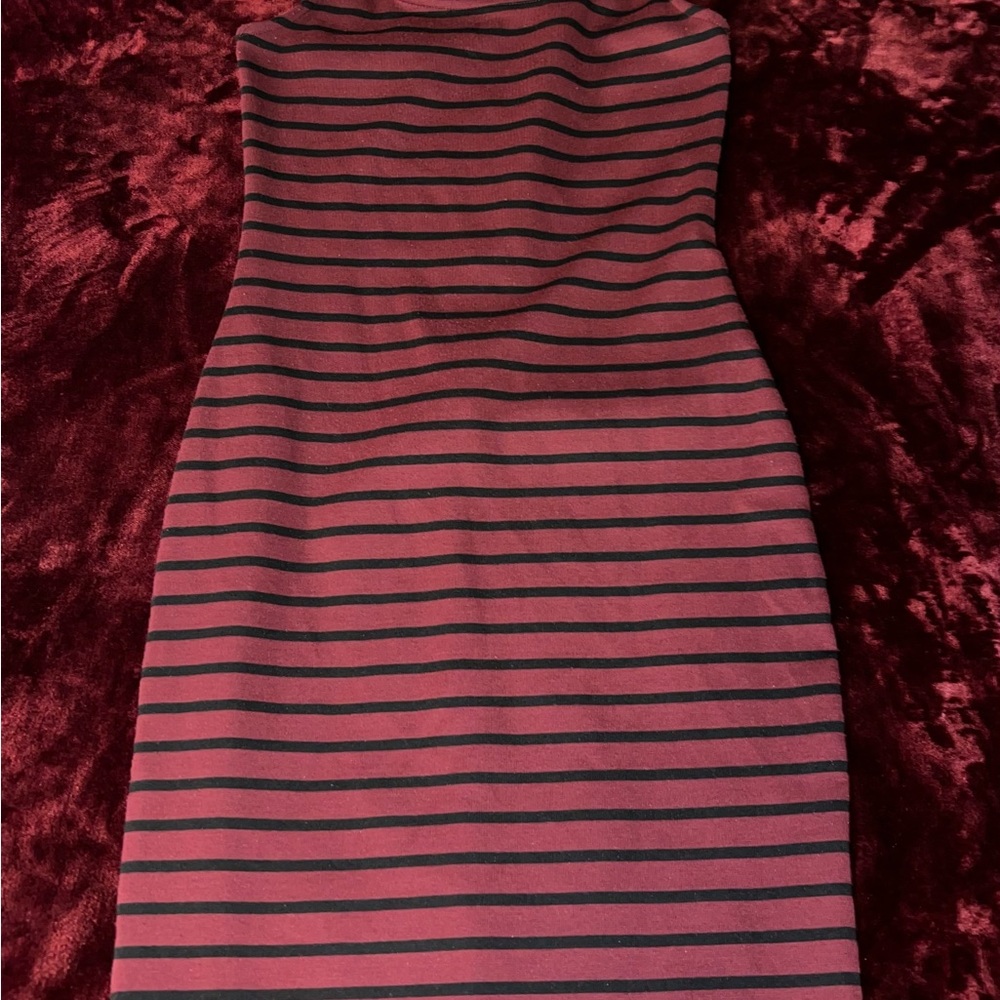 Iris Strapless Dress - Red and Black Stripes